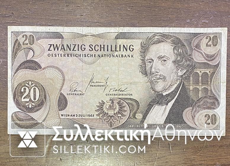 AUSTRIA 20 Schilling 1967 VF